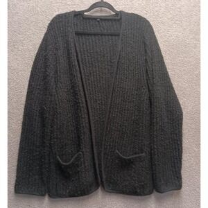 Carol Rose Black Textured Knit Open Front Cardigan Sweater Women 2X Relaxed Cozy